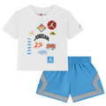Jordan Dynasty Patch T-Shirt Shorts Set - Jordan White/University Blue
