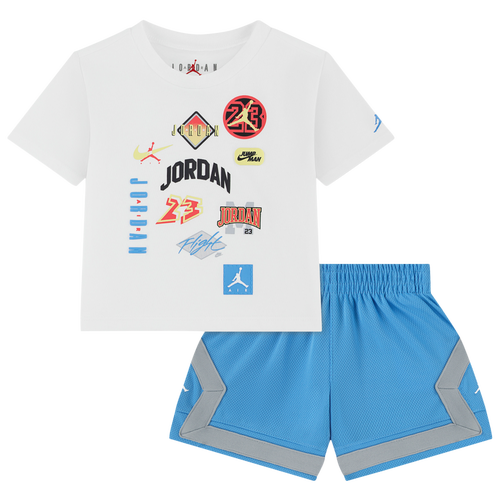 BOYS - Jordan Dynasty Patch T-Shirt Shorts Set - White/University Blue
