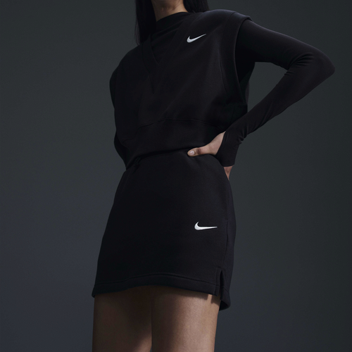 

Nike Womens Nike Phoenix Fleece High Rise Mini Skirt - Womens Black/Sail Size S