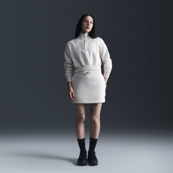 Women's - Nike Phoenix Fleece High Rise Mini Skirt - Lt Orewood Brown/Sail