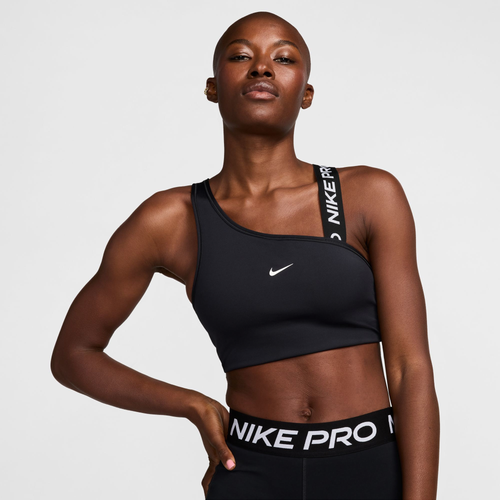 

Nike Womens Nike Pro Swoosh ASYM Bra - Womens Black/White/Black Size XS