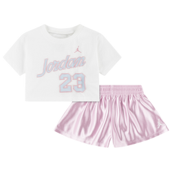 Girls' Infant - Jordan Flowy Durasheen Shorts Set - Medium Soft Pink/Half Blue