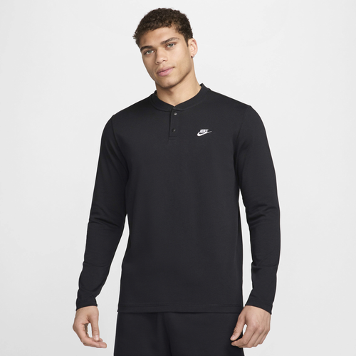 

Nike Mens Nike Club LS Henley - Mens Black/Black/White Size XS