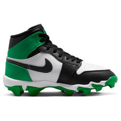 Boys' Grade School - Jordan AJ 1 Mid Cleats - Black/Lucky Green