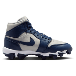 Boys' Grade School - Jordan AJ 1 Mid Cleats - Wolf Grey/College Navy
