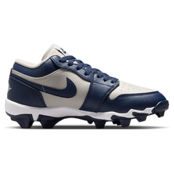 Boys' Grade School - Jordan AJ 1 Low Cleats - Wolf Grey/College Navy