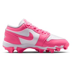 Boys' Grade School - Jordan AJ 1 Low Cleats - White/Digital Pink