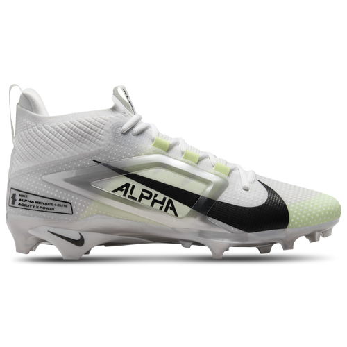 

Nike Mens Nike Alpha Menace 4 Elite - Mens Football Shoes White/Black/Metallic Silver Size 7.0