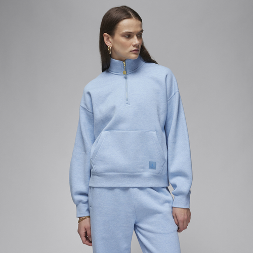 Jordan Womens  Flight Fleece 1/4 Zip In Heather/blue Grey