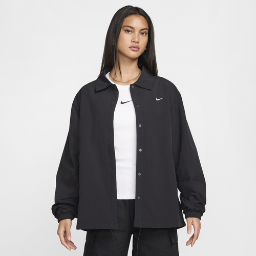 

Nike Womens Nike NSW Essentials Woven UV Coaches Jacket - Womens Black/White Size L