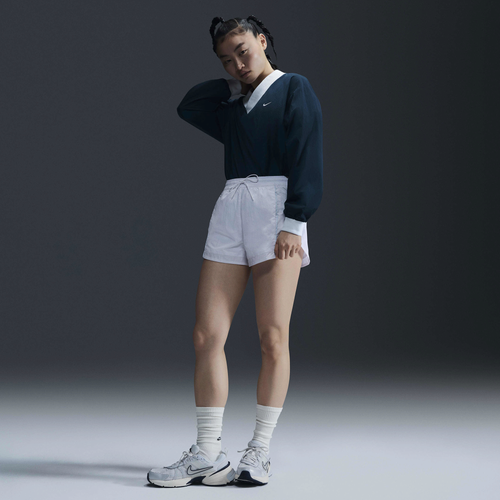 WOMENS - Nike NSW Essential Woven Long Sleeve V-Neck Crew - Armory Navy/White