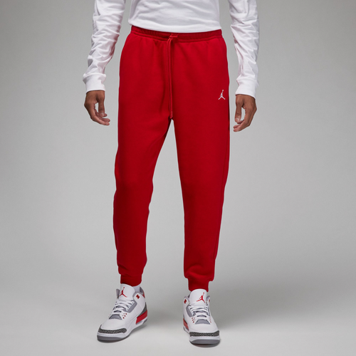 Shop Jordan Mens  Essentials Fleece Pants In White/gym Red