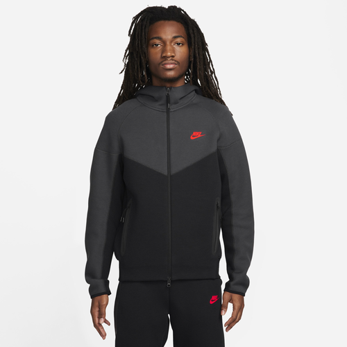 

Nike Mens Nike Tech Fleece Full-Zip WR Hoodie - Mens Dark Smoke Grey/Black/Lt Crimson Size M