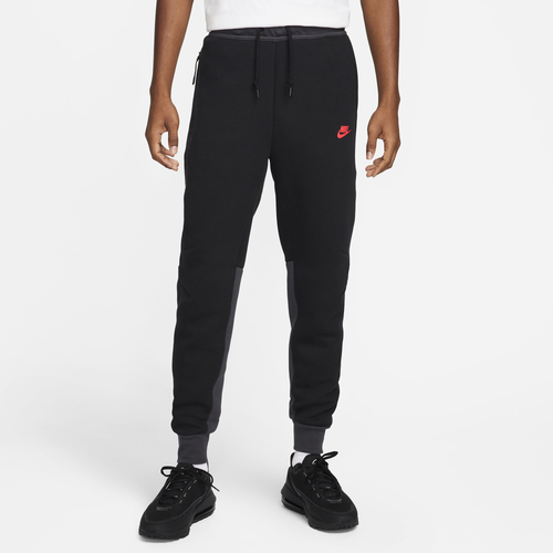 Shop Nike Mens  Tech Fleece Joggers In Dark Smoke Grey/black/lt Crimson