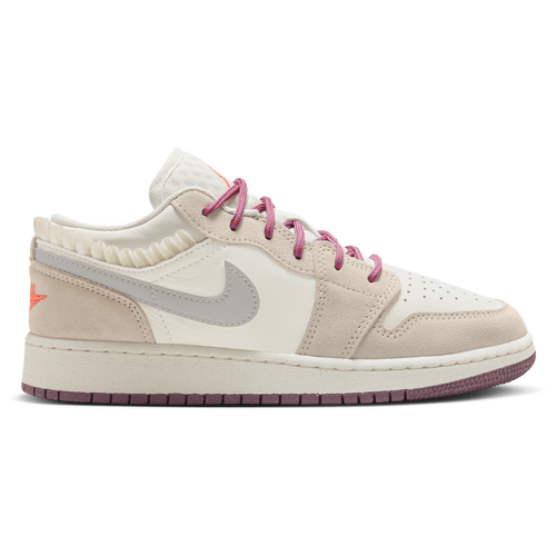 

Girls Nike Nike AJ 1 Low SE Edge - Girls' Grade School Shoe Sail/Grey/Brown Size 03.5