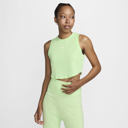 Shop Nike Womens  Essential Rib Crop Tank In Sail/vapor Green