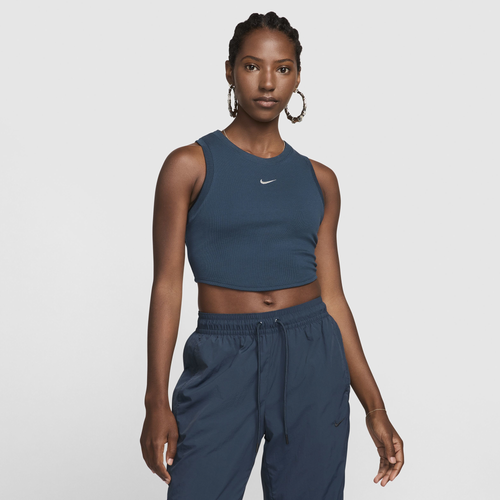 

Nike Womens Nike Essential Rib Crop Tank - Womens Armory Navy/Sail Size XS