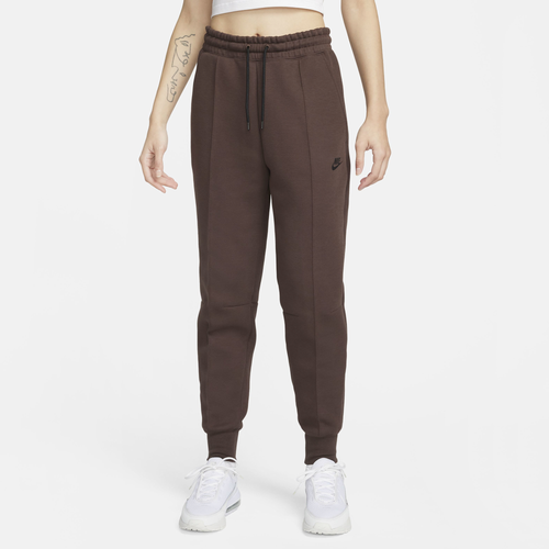 Shop Nike Womens  Nsw Tech Fleece Mr Joggers In Black/baroque Brown