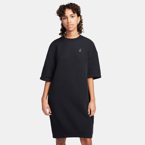 Shop Nike Womens  Nsw Tech Fleece Oversized Dress In Black/black