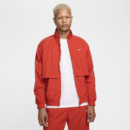 

Nike Mens Nike Solo Swoosh Woven Track Jacket - Mens Dragon Red/White Size S