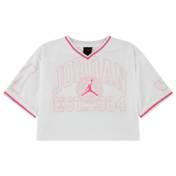 Girls' Grade School - Jordan Secret Diary Cropped Jersey - Sail/Pink Bloom