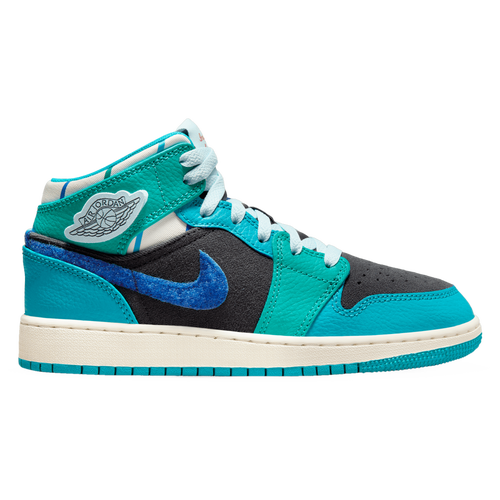 BOYS - Jordan Air Jordan 1 Mid SS - Anthracite/Glacier Blue Aquatone