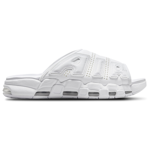 Shop Nike Mens  Air More Uptempo Slides In White/white/team  White