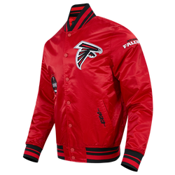 Men's - Pro Standard Falcons Old English Rib Satin Jacket - Red/Black