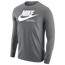 Nike Long Sleeve Football Swoosh T-Shirt - Men's Grey/White