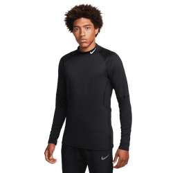 Men's - Nike Pro Top Warm LS Mock - Black/White