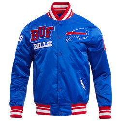 Men's - Pro Standard Bills Mash Up Rib Satin Jacket - Red/Royal Blue