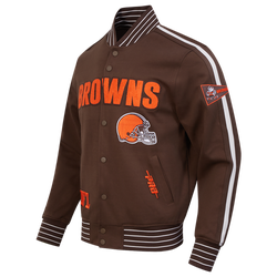 Men's - Pro Standard Browns Pro Game Day Dbl Knit Jacket - Eggshell/Brown/Brown