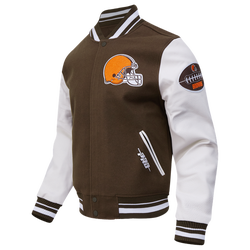Men's - Pro Standard Browns Old English Rib Wool Varsity Jacket - Brown/White