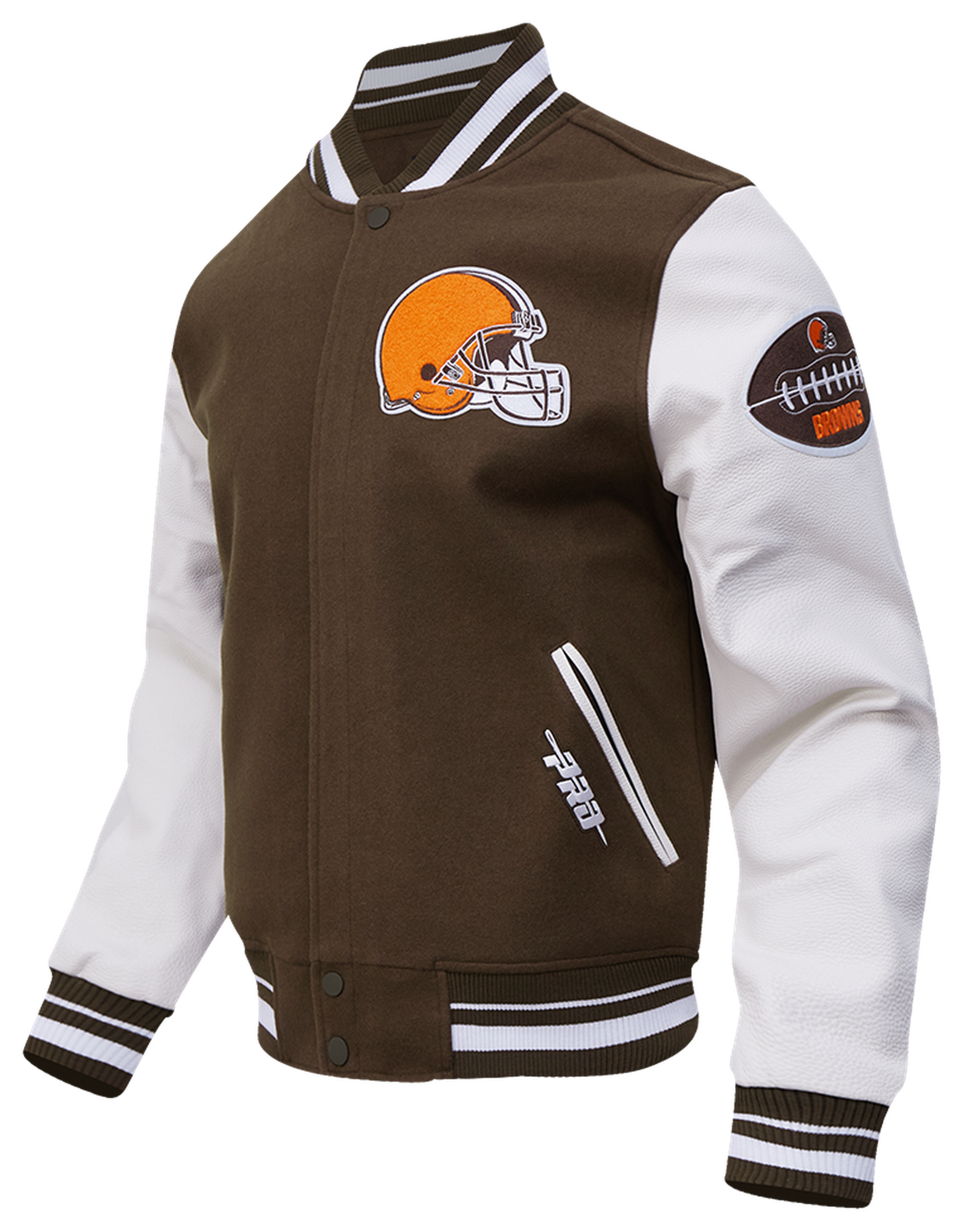 Pro Standard Browns Old English Rib Wool Varsity Jacket - Men's