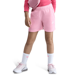 Girls' Grade School - Nike NSW Club FT 5" Shorts - White/Pink