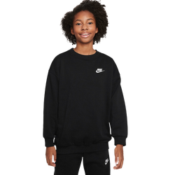 Girls' Grade School - Nike NSW Oversized Club Fleece Crew - Black/White