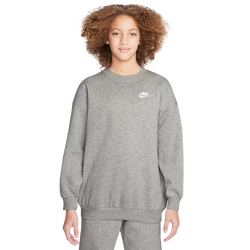 Girls' Grade School - Nike NSW Oversized Club Fleece Crew - Gray/White