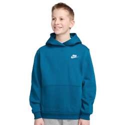 Boys' Grade School - Nike NSW Club LBR Fleece Hoodie - White/Green Abyss