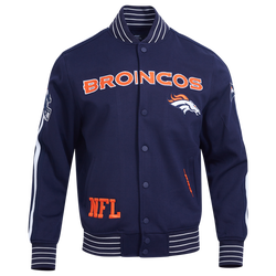 Men's - Pro Standard Broncos Pro Game Day Dbl Knit Jacket - White/Midnight Navy