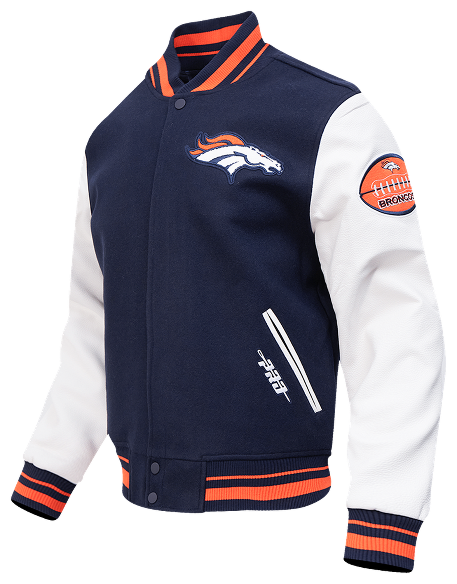 Pro Standard Broncos Old English Rib Wool Varsity Jacket - Men's
