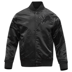 Men's - Pro Standard Lions Triple Black Satin Jacket - Triple Black