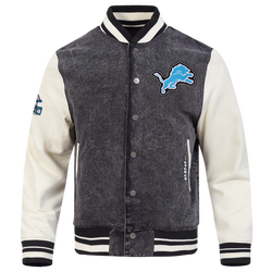 Men's - Pro Standard Lions Rebel Athletics Denim Varsity Jacket - Washed Black/Eggshell