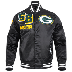 Men's - Pro Standard Packers Mash Up Rib Satin Jacket - Black