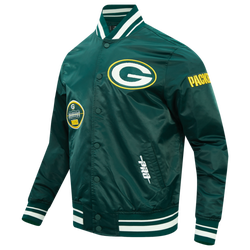 Men's - Pro Standard Packers Old English Rib Satin Jacket - Forest Green