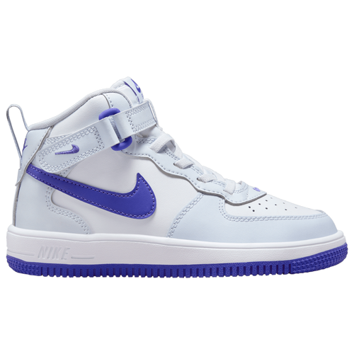 

Boys Preschool Nike Nike Air Force 1 Mid Easyon - Boys' Preschool Basketball Shoe White/Grey/Blue Size 10.0
