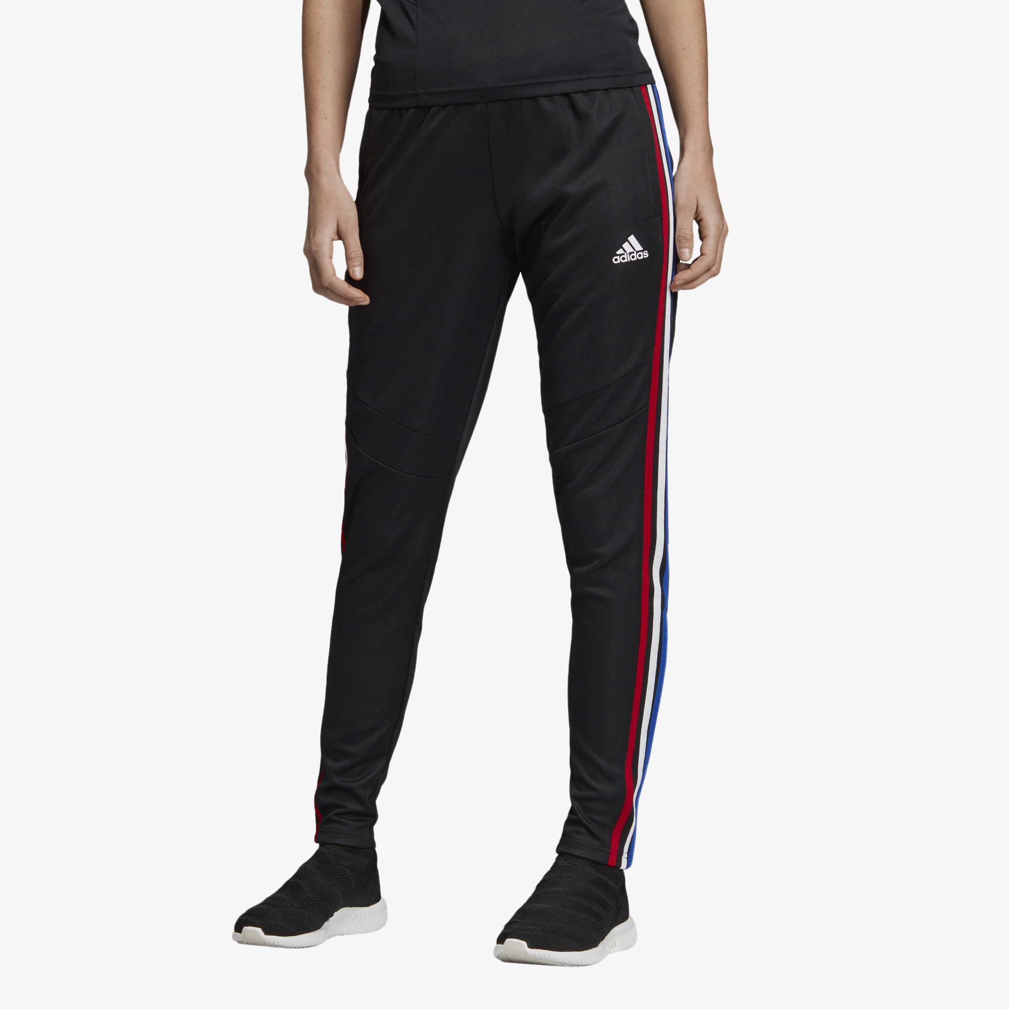 navy blue and red adidas pants