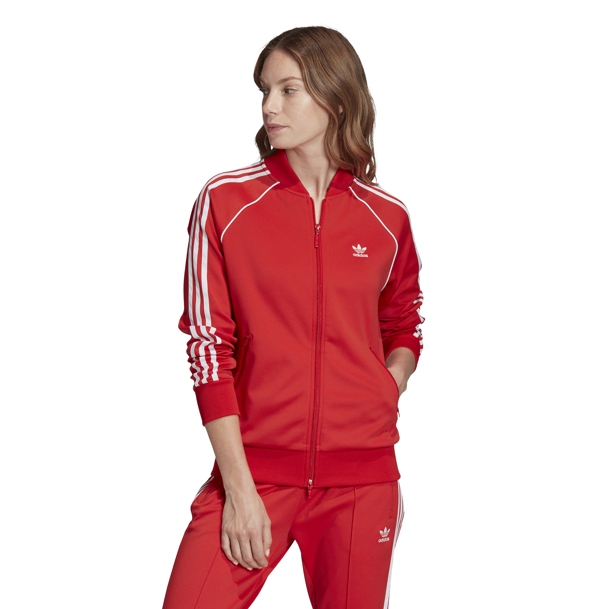 adidas track jacket women's red