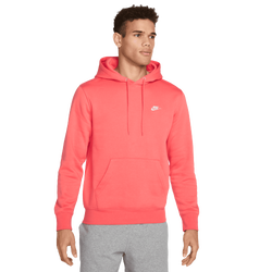 Men's - Nike Club Pullover Hoodie - Magic Ember/White