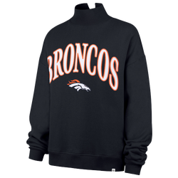 Women's - 47 Brand Broncos Vantage Mock Neck PO Crew Swtr - Navy