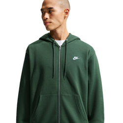 Men's - Nike Club Full-Zip Hoodie - Fir/White/Fir